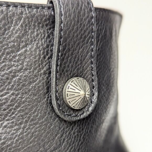 NWOT Paige Black Pebbled Leather Heeled Ankle Booties w/ Pewter Stud Size 7.5 - Picture 8 of 15